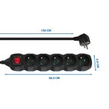 Esperanza ELK214K Power strip 5GN/1 5M Black