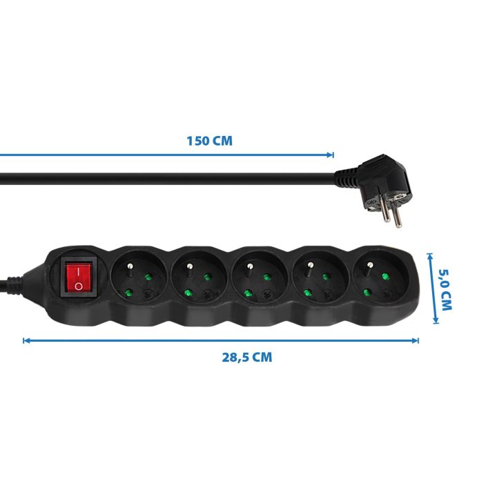Esperanza ELK214K Power strip 5GN/1 5M Black
