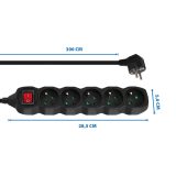 Esperanza ELK215K Power strip 5GN/3M Black