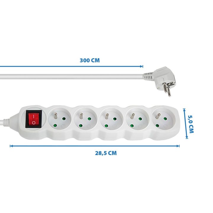 Esperanza ELK215W power extension 3 m 5 AC outlet(s) Indoor White