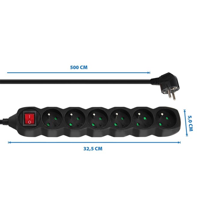 Esperanza ELK219K Power strip 6GN/5M Black