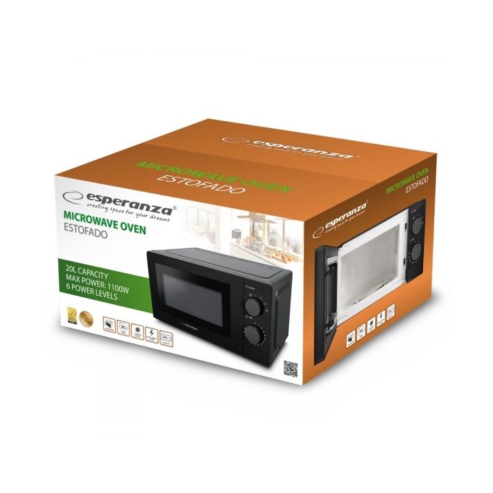 Esperanza ESTOFADO Black Solo microwave Countertop 20 L 700 W