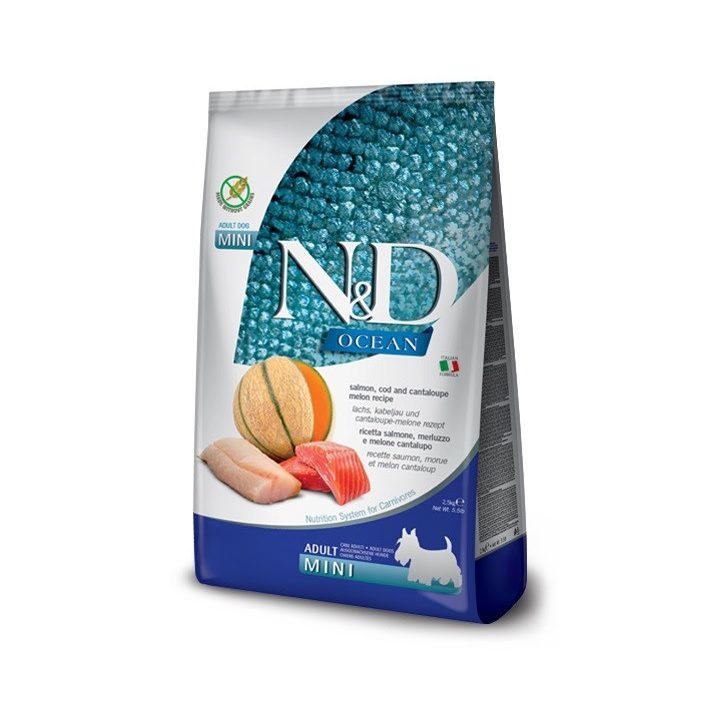 FARMINA N&D Ocean Dog Salmon Cod Cantaloupe Melon Adult Mini - dry dog food - 2.5 kg