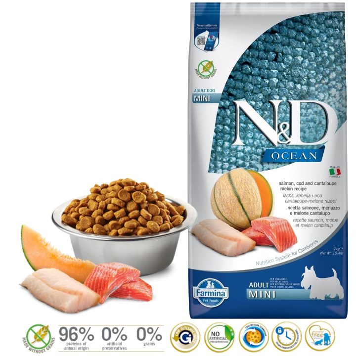 FARMINA N&D Ocean Dog Salmon Cod Cantaloupe Melon Adult Mini - dry dog food - 7 kg