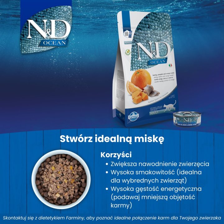 FARMINA N&D Ocean Herring Pumpkin&Orange Adult - dry cat food - 1 5 kg