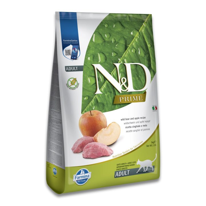 FARMINA N&D PRIME CAT WILD BOAR & APPLE ADULT - dry cat food - 5 kg