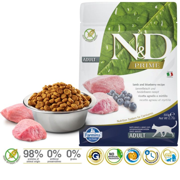 FARMINA N&D Prime Cat Lamb and Blueberry Adult - dry cat food - 300 g