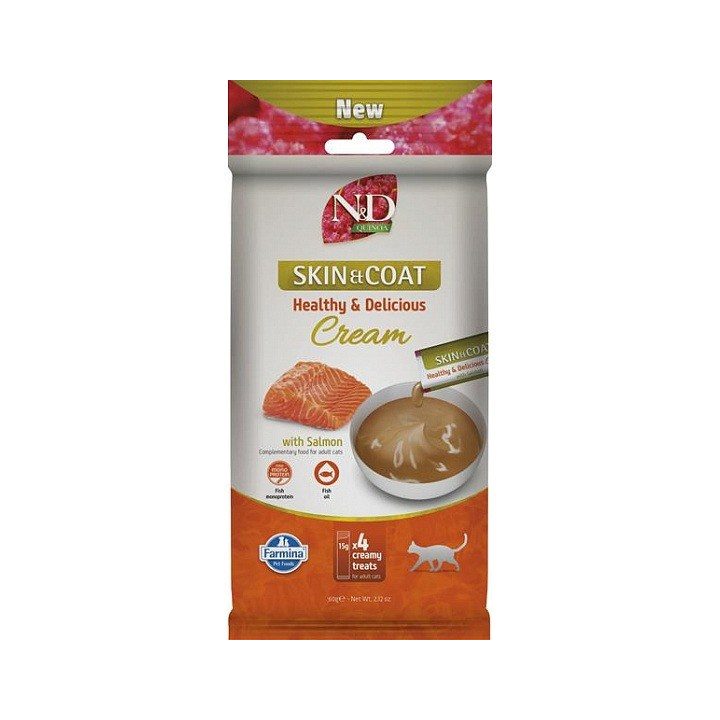 FARMINA N&D Quinoa Cat Skin & Coat Cream with Salmon box mono – cat treat – 4x15g