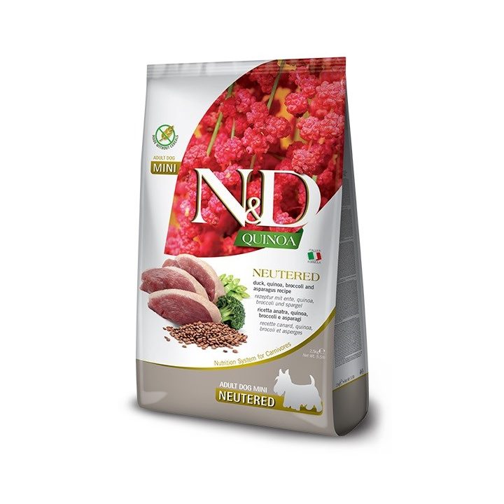 FARMINA N&D Quinoa Dog Duck Broccoli Asparagus Neutered Adult Mini - dry dog food - 2.5 kg