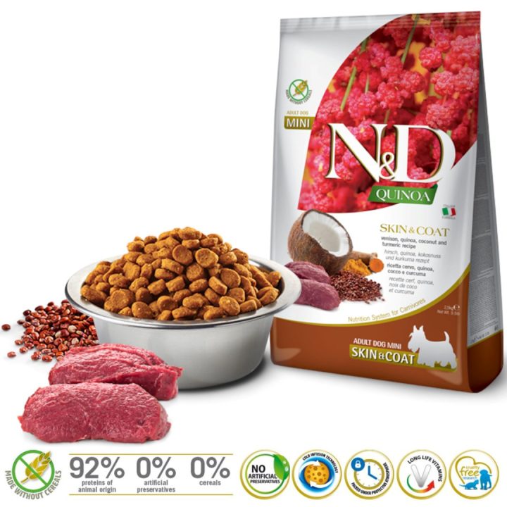 FARMINA N&D Quinoa Dog Skin&Coat Venison Coconut Adult Mini - dry dog food - 2.5 kg