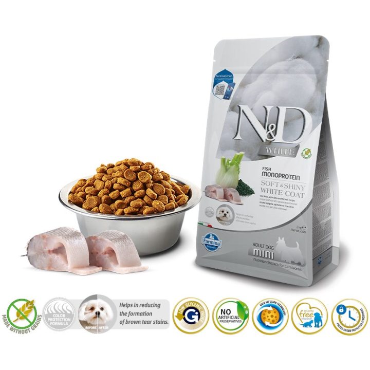 FARMINA N&D Sea Bass Spirulina and Fennel Adult Mini - dry dog food - 2 kg