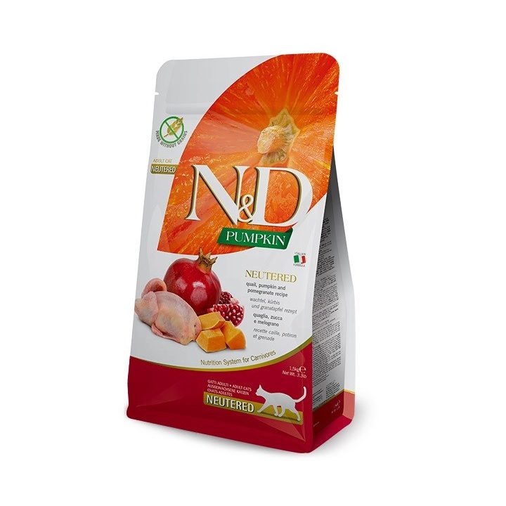 FARMINA Pumpkin N&D Neutered Quail - dry cat food - 5kg