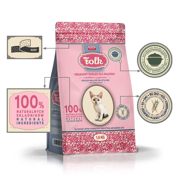 FOLK Gentle meal for kittens with rabbit and lamb - dry cat food - 1 6kg