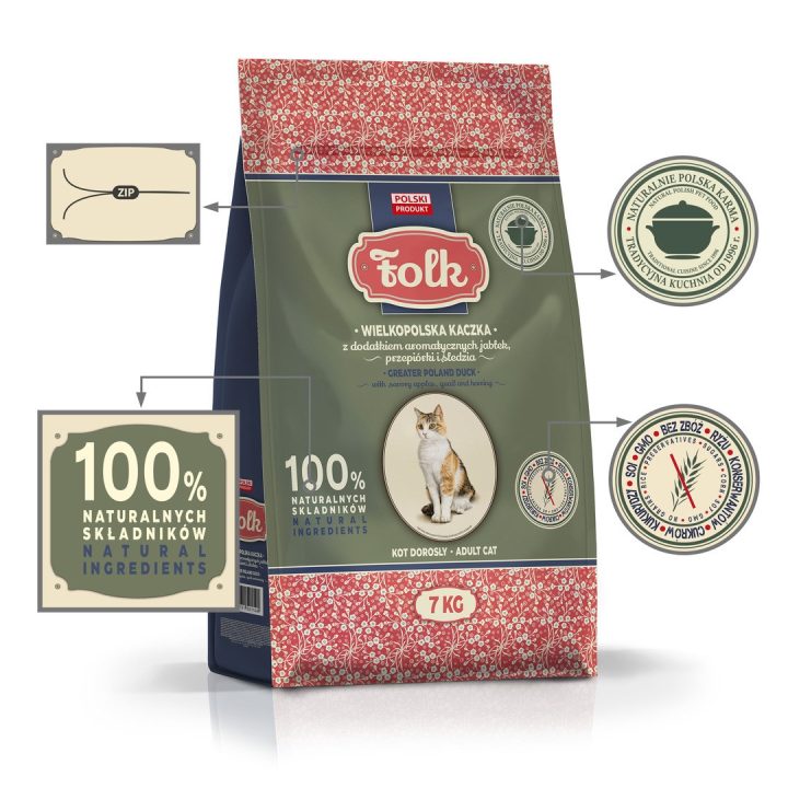 FOLK Greater poland–style duck with apples quail & herring - dry cat food - 7kg