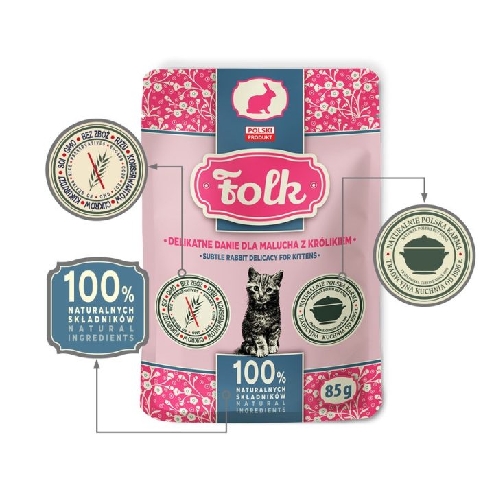 FOLK Kitten Subtle rabbit delicacy - wet cat food - 85g