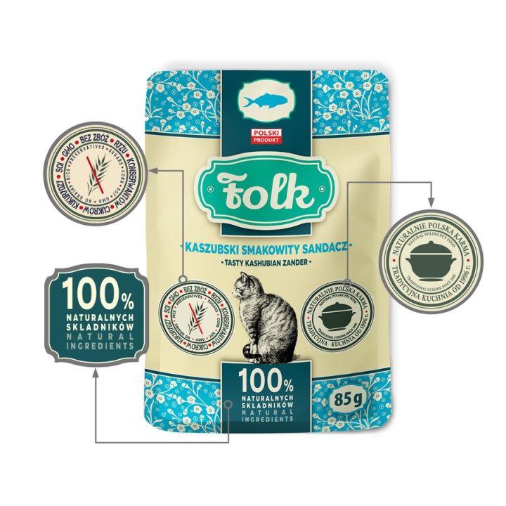 FOLK Tasty Kashubian zander - wet cat food - 85g