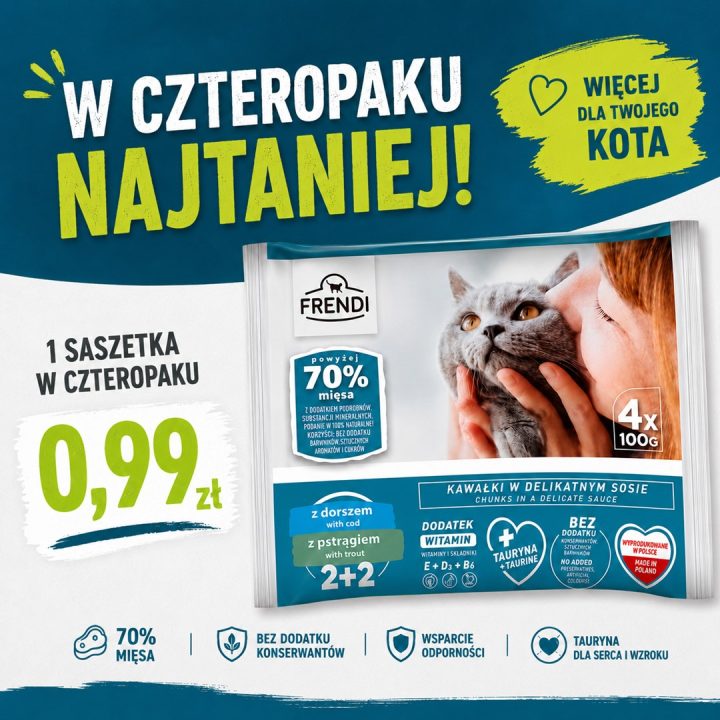 FRENDI Cod and trout in sauce box – wet cat food – 4x100g