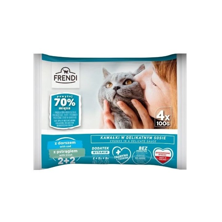 FRENDI Cod and trout in sauce box – wet cat food – 4x100g