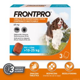 FRONTPRO Flea and tick tablets for dog ( 10-25 kg) - 3x 68mg