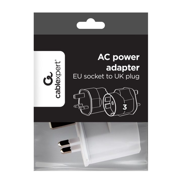 Gembird A-AC-EUFUKM-01 AC power adapter EU Schuko socket to UK plug 13 A