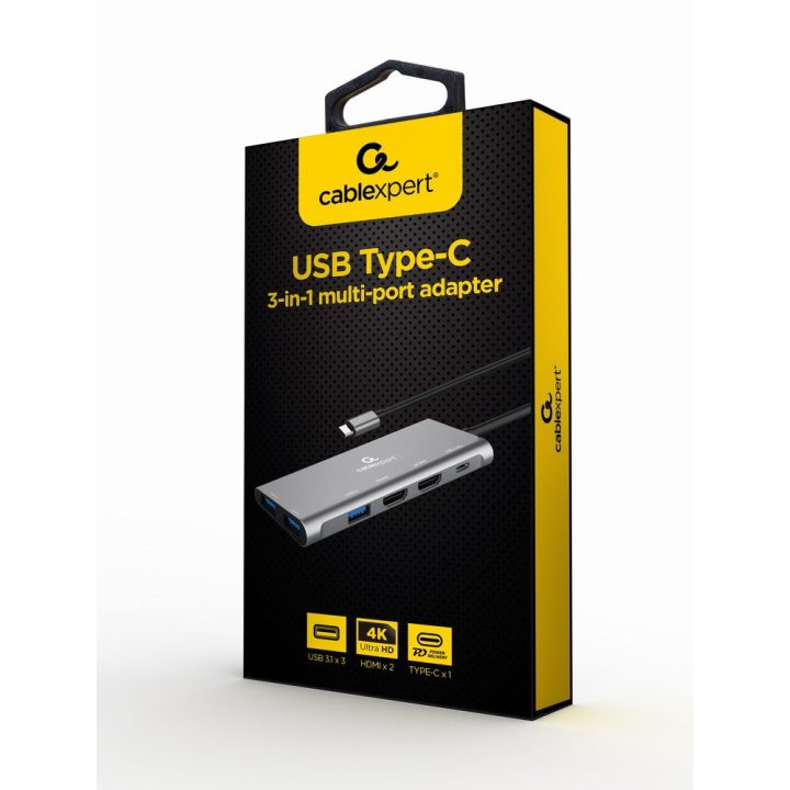 Gembird A-CM-COMBO3-03 USB Type-C 3-in-1 multi-port adapter (Hub + HDMI + PD)
