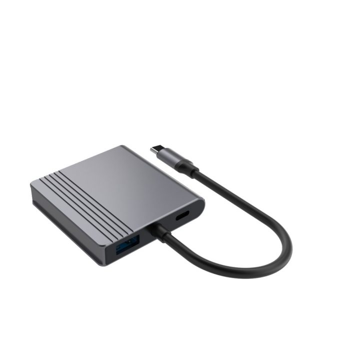 Gembird A-CM-COMBO3-04 USB Type-C 3-in-1 multi-port adapter (2x USB port + 2x HDMI + PD) space grey