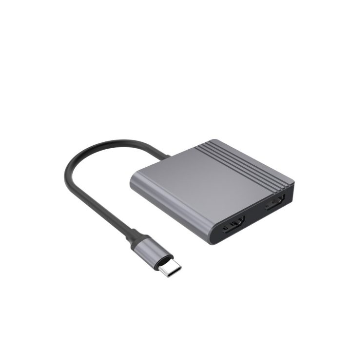 Gembird A-CM-COMBO3-04 USB Type-C 3-in-1 multi-port adapter (2x USB port + 2x HDMI + PD) space grey
