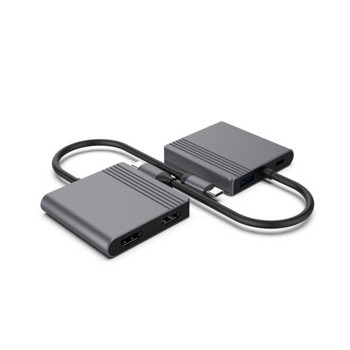 Gembird A-CM-COMBO3-04 USB Type-C 3-in-1 multi-port adapter (2x USB port + 2x HDMI + PD) space grey