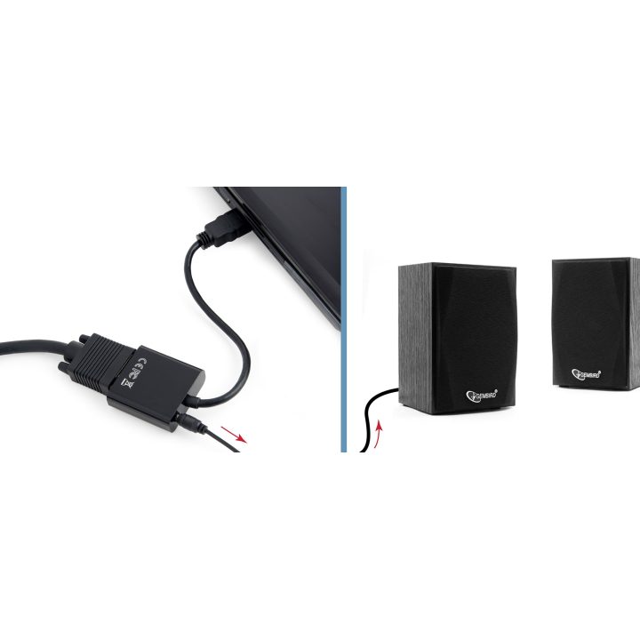 Gembird A-HDMI-VGA-03 video cable adapter 0.15 m HDMI Type A (Standard) VGA (D-Sub) Black