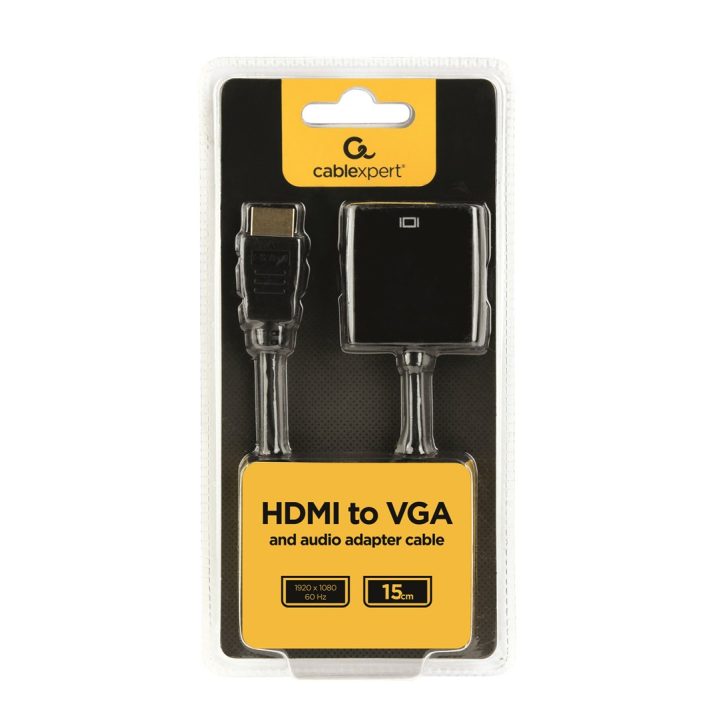 Gembird A-HDMI-VGA-03 video cable adapter 0.15 m HDMI Type A (Standard) VGA (D-Sub) Black