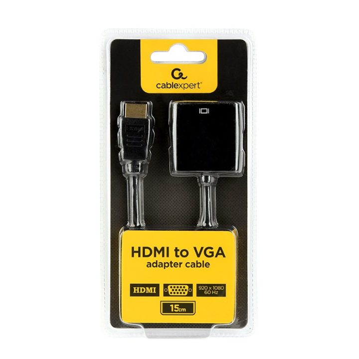 Gembird A-HDMI-VGA-04 video cable adapter 0.15 m VGA (D-Sub) HDMI Type A (Standard) Black