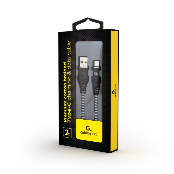 Gembird CC-USB2B-AMCM-2M-BW USB cable USB 2.0 USB A USB C Black White