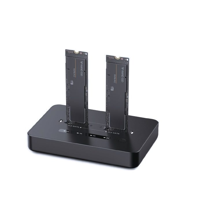 Gembird DD2-U3M2 Desktop dual drive USB Type-C M.2 NVME (and SATA) SSD docking station black