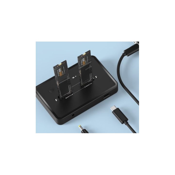 Gembird DD2-U3M2 Desktop dual drive USB Type-C M.2 NVME (and SATA) SSD docking station black