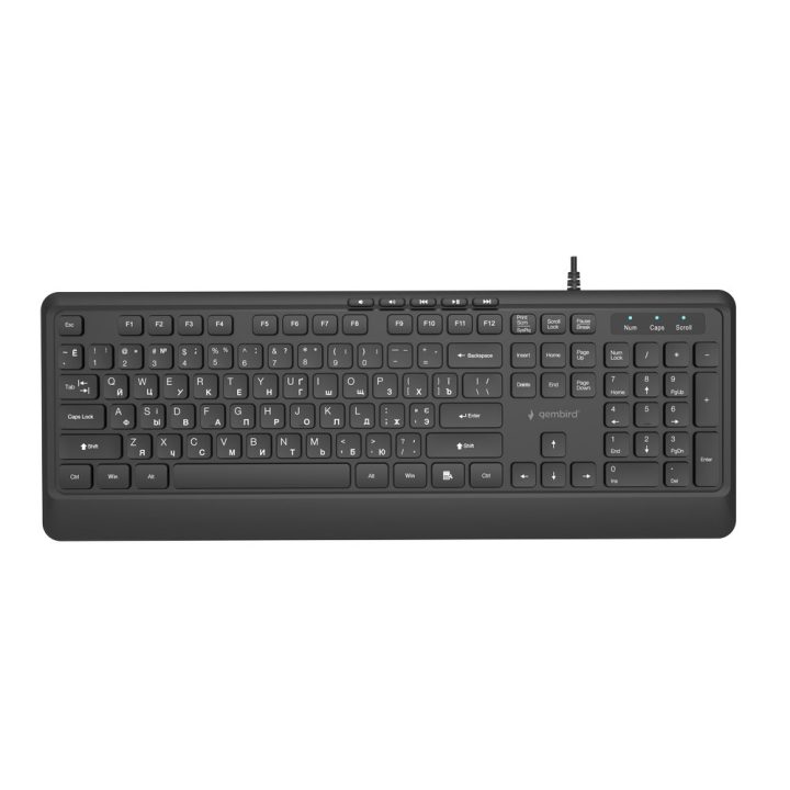 Gembird KB-MCH-05-CYRL Slim wired multimedia keyboard black RU layout