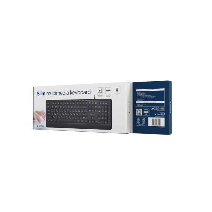 Gembird KB-MCH-05-CYRL Slim wired multimedia keyboard black RU layout