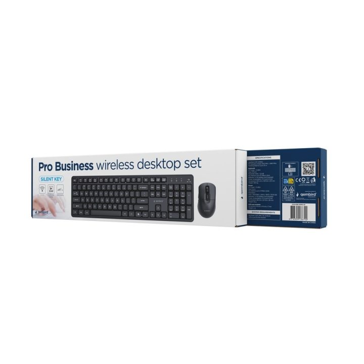 Gembird KBS-WMS-01 Silent key Pro Business wireless desktop set black US layout