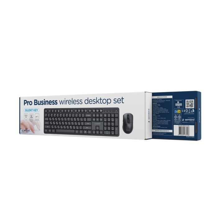 Gembird KBS-WMS-01-CYRL Silent key Pro Business wireless desktop set black RU layout