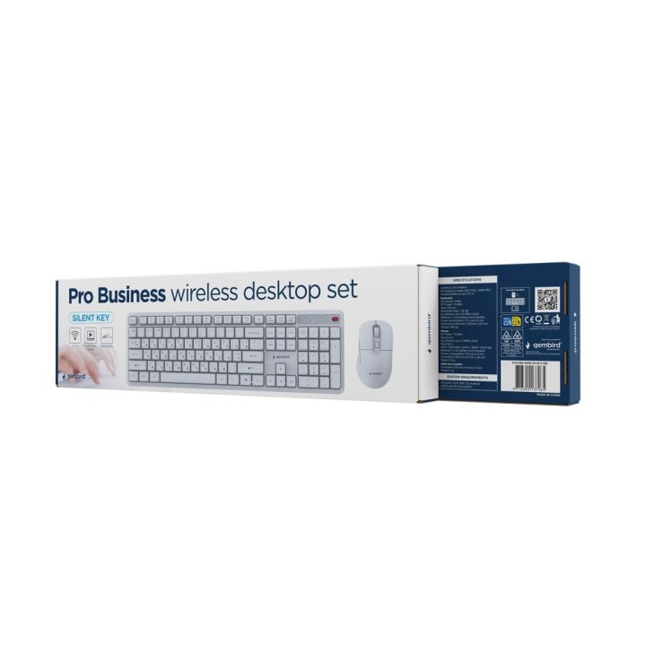 Gembird KBS-WMS-01-W-CYRL Silent key Pro Business wireless desktop set white RU layout