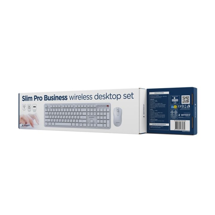 Gembird KBS-WPS-01 Slim Pro Business wireless desktop set white RU layout