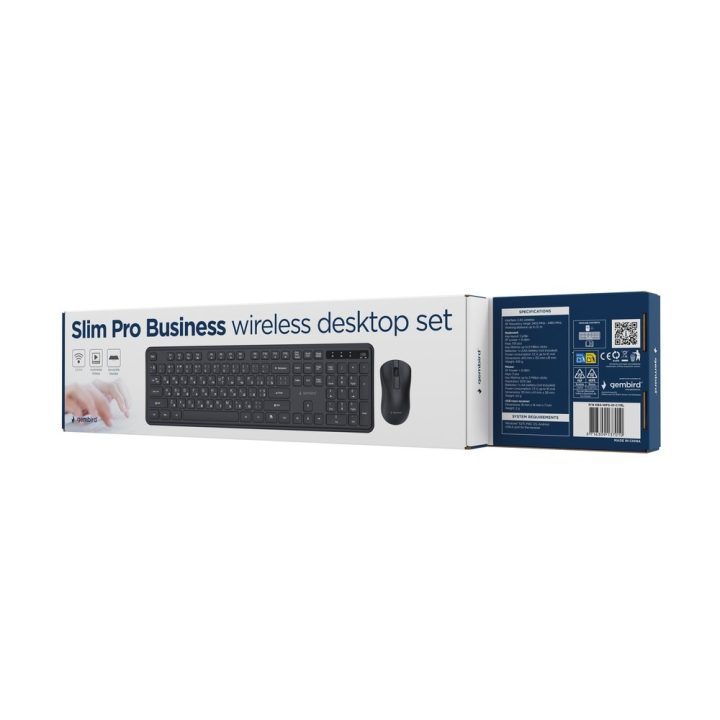 Gembird KBS-WPS-01-W Slim Pro Business wireless desktop set black RU layout