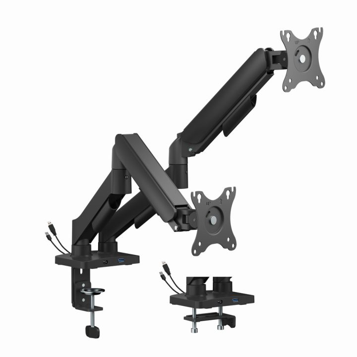 Gembird MA-DA2U-01 Adjustable desk 2-display mounting arm with USB ports 17”-32” black