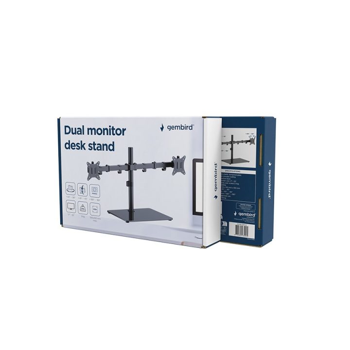 Gembird MS-D2ST-01 Dual monitor desk stand (rotate tilt swivel) 17”-32” up to 9 kg black