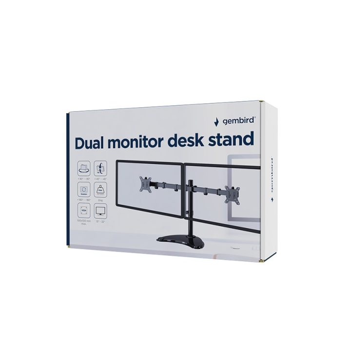 Gembird MS-D2ST-02 Monitor desk stand (rotate tilt swivel) 13”-32” black