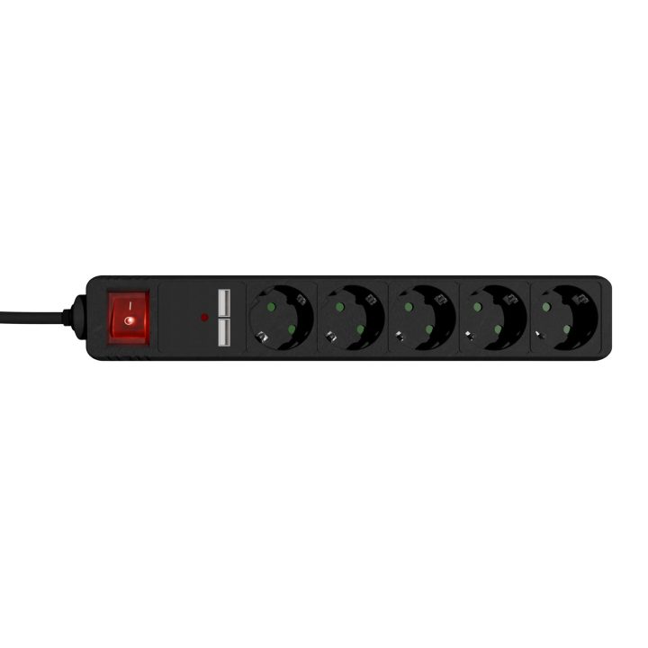 Gembird SPG5-U2-5-02 power extension 1.5 m 5 AC outlet(s) Indoor Black