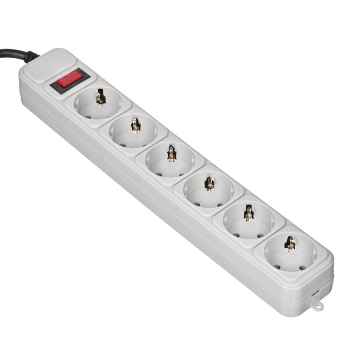 Gembird SPG6-B-10C Surge protector 6 Schuko sockets 3m grey