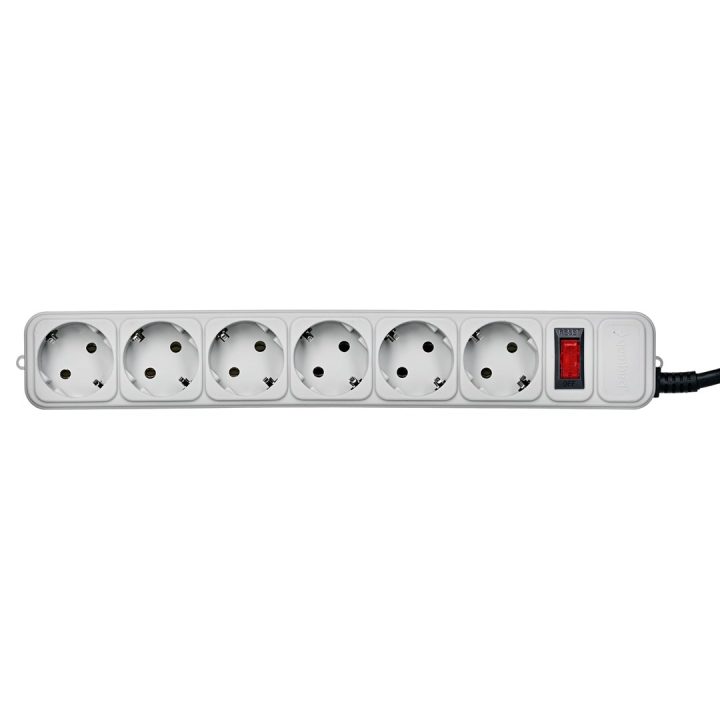 Gembird SPG6-B-10C Surge protector 6 Schuko sockets 3m grey