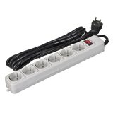 Gembird SPG6-B-10C Surge protector 6 Schuko sockets 3m grey