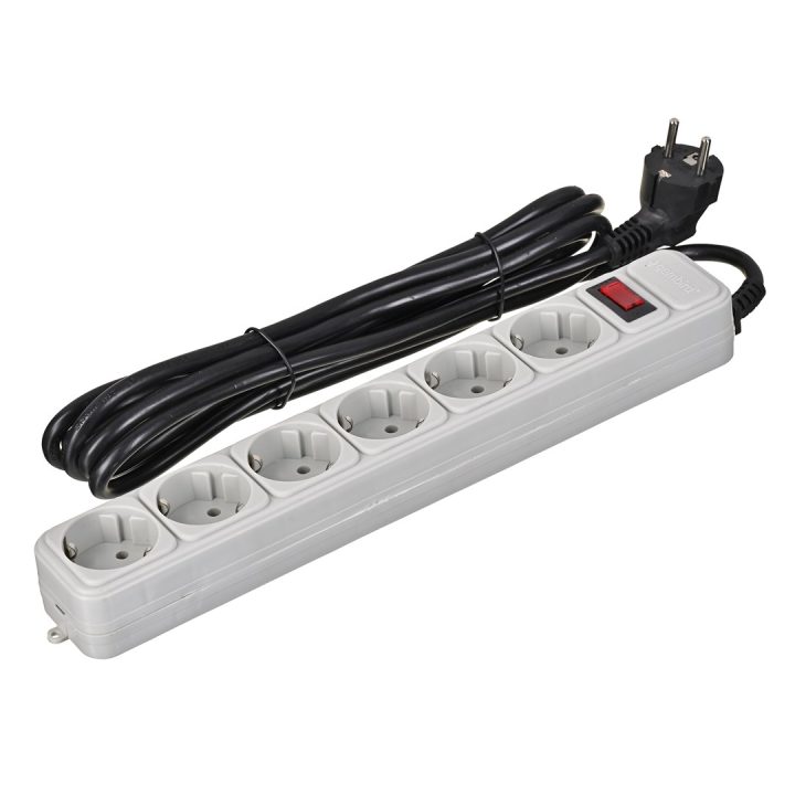 Gembird SPG6-B-10C Surge protector 6 Schuko sockets 3m grey