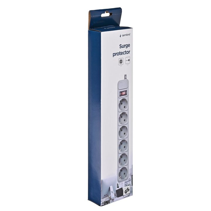 Gembird SPG6-B-10C Surge protector 6 Schuko sockets 3m grey